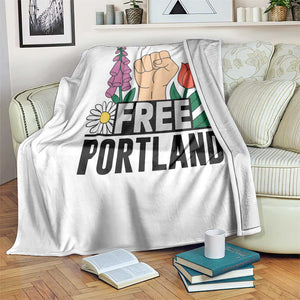 Free Portland Raised Fist Throw Blanket Patriotic Oregon Freedom Floral Justice TS02 Print Your Wear