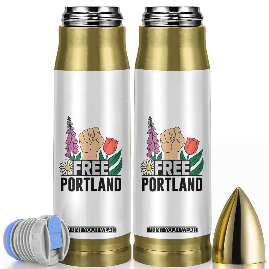 Free Portland Raised Fist Bullet Tumbler Patriotic Oregon Freedom Floral Justice TS02 White Print Your Wear