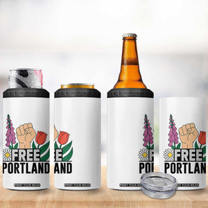 Free Portland Raised Fist 4 in 1 Can Cooler Tumbler Patriotic Oregon Freedom Floral Justice TS02 Print Your Wear