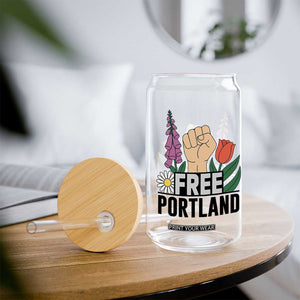 Free Portland Raised Fist Glass Can Patriotic Oregon Freedom Floral Justice TS02 Print Your Wear