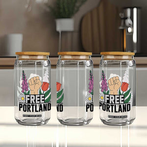 Free Portland Raised Fist Glass Can Patriotic Oregon Freedom Floral Justice TS02 Print Your Wear