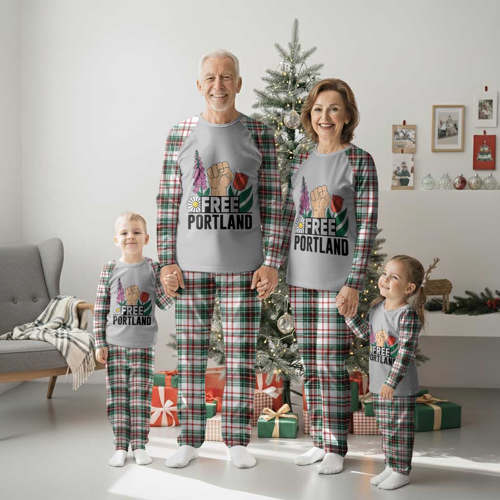 Free Portland Raised Fist Plaid Pajama Set Patriotic Oregon Freedom Floral Justice TS02 Christmas Plaid Print Your Wear