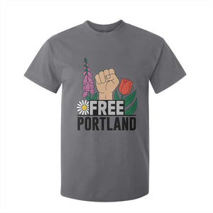 Free Portland Raised Fist T Shirt For Kid Patriotic Oregon Freedom Floral Justice TS02 Charcoal Print Your Wear