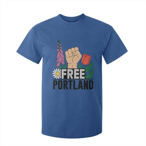 Free Portland Raised Fist T Shirt For Kid Patriotic Oregon Freedom Floral Justice TS02 Royal Blue Print Your Wear