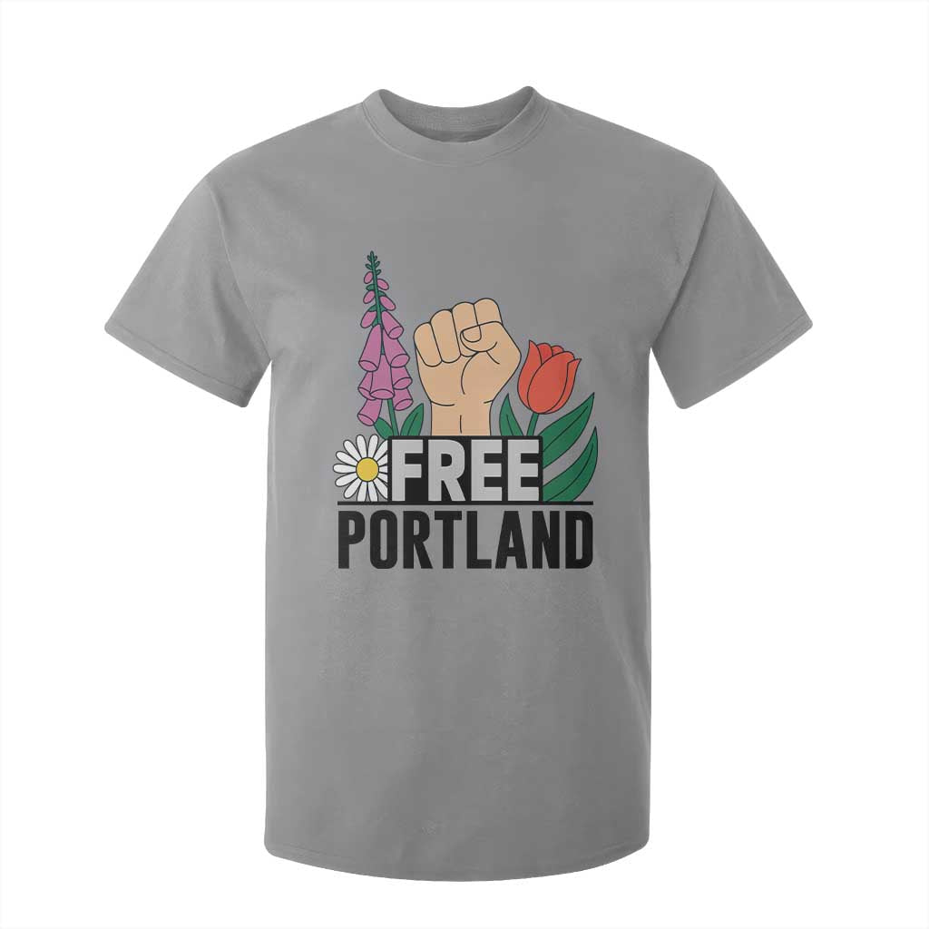 Free Portland Raised Fist T Shirt For Kid Patriotic Oregon Freedom Floral Justice TS02 Sport Gray Print Your Wear