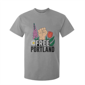 Free Portland Raised Fist T Shirt For Kid Patriotic Oregon Freedom Floral Justice TS02 Sport Gray Print Your Wear