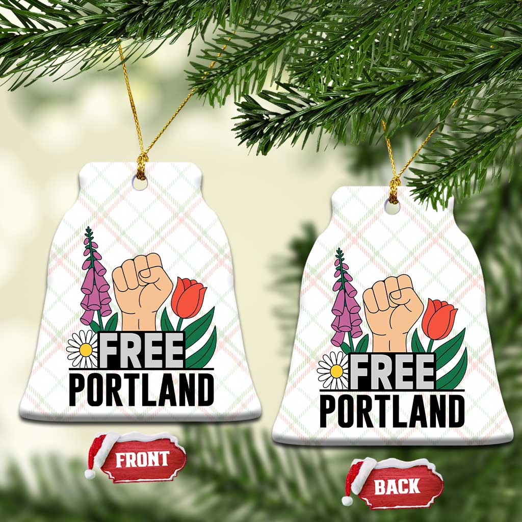 Free Portland Raised Fist Ceramic Ornament Patriotic Oregon Freedom Floral Justice TS02 Print Your Wear