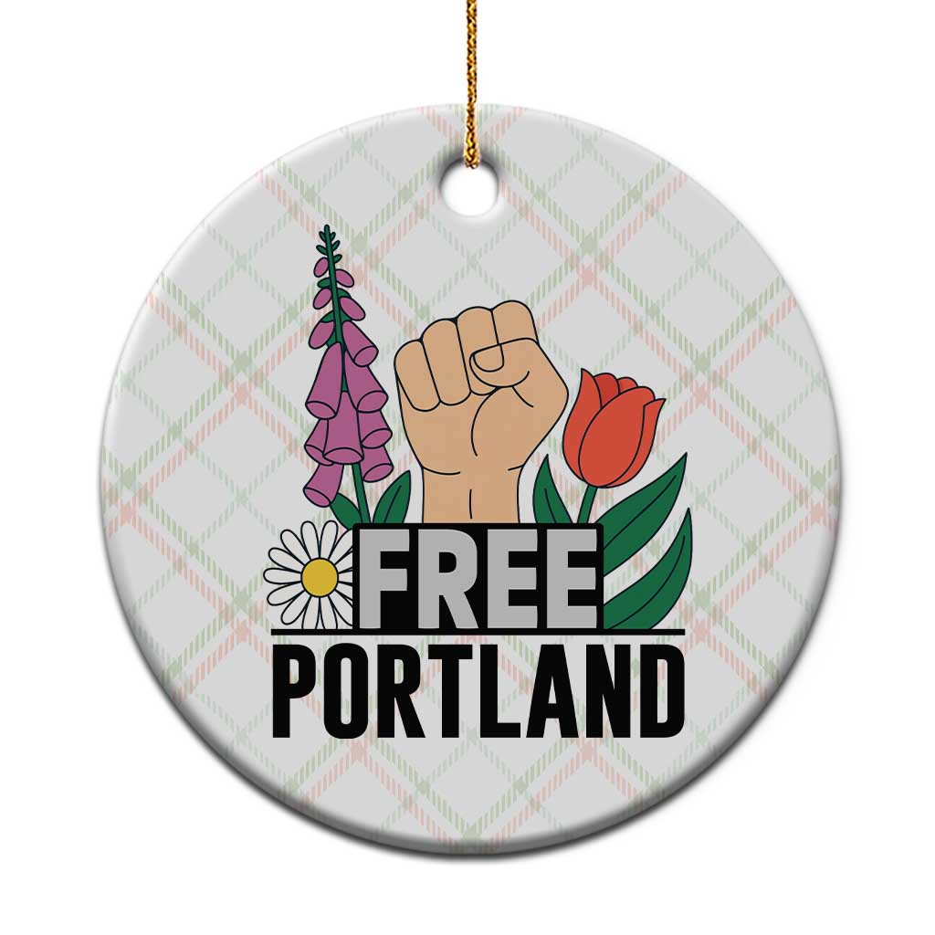 Free Portland Raised Fist Ceramic Ornament Patriotic Oregon Freedom Floral Justice TS02 1pc Christmas Plaid Print Your Wear