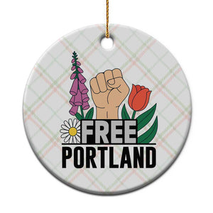 Free Portland Raised Fist Ceramic Ornament Patriotic Oregon Freedom Floral Justice TS02 1pc Christmas Plaid Print Your Wear