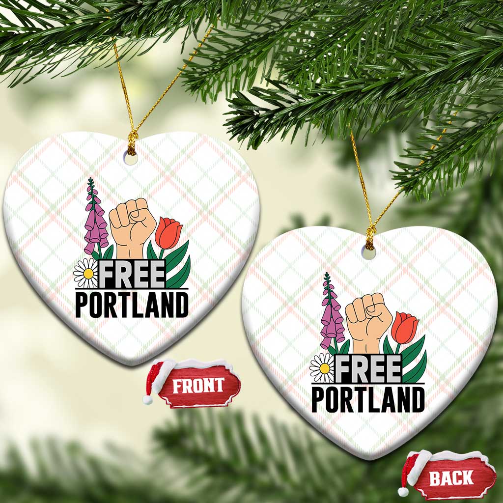 Free Portland Raised Fist Ceramic Ornament Patriotic Oregon Freedom Floral Justice TS02 Print Your Wear