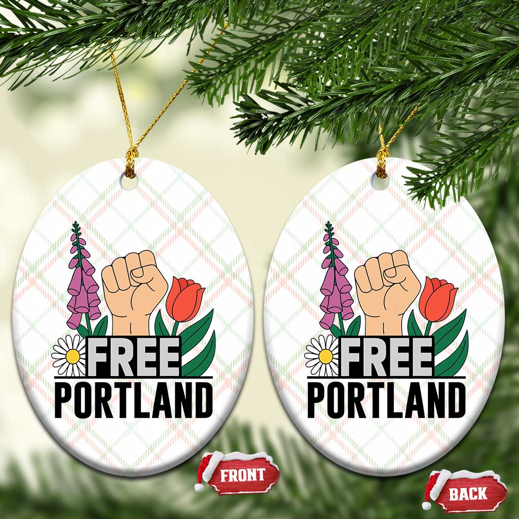 Free Portland Raised Fist Ceramic Ornament Patriotic Oregon Freedom Floral Justice TS02 Print Your Wear
