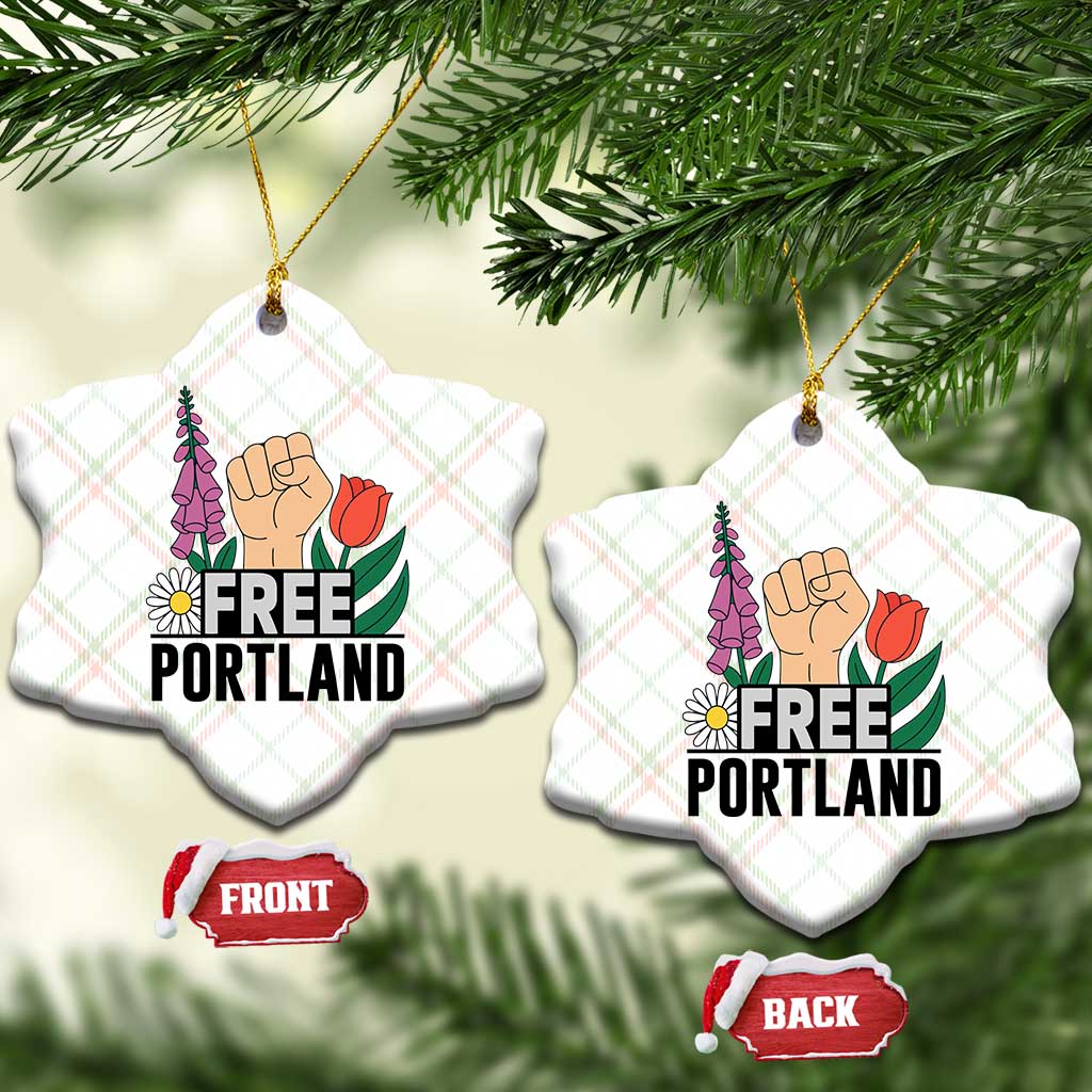 Free Portland Raised Fist Ceramic Ornament Patriotic Oregon Freedom Floral Justice TS02 Print Your Wear