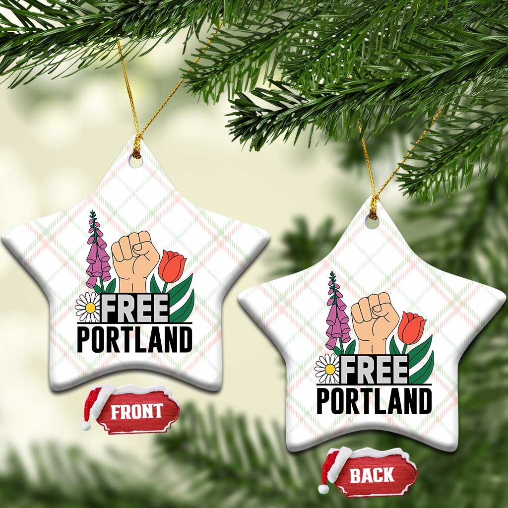 Free Portland Raised Fist Ceramic Ornament Patriotic Oregon Freedom Floral Justice TS02 Print Your Wear