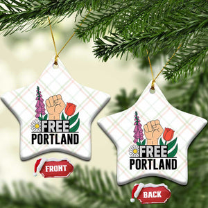 Free Portland Raised Fist Ceramic Ornament Patriotic Oregon Freedom Floral Justice TS02 Print Your Wear