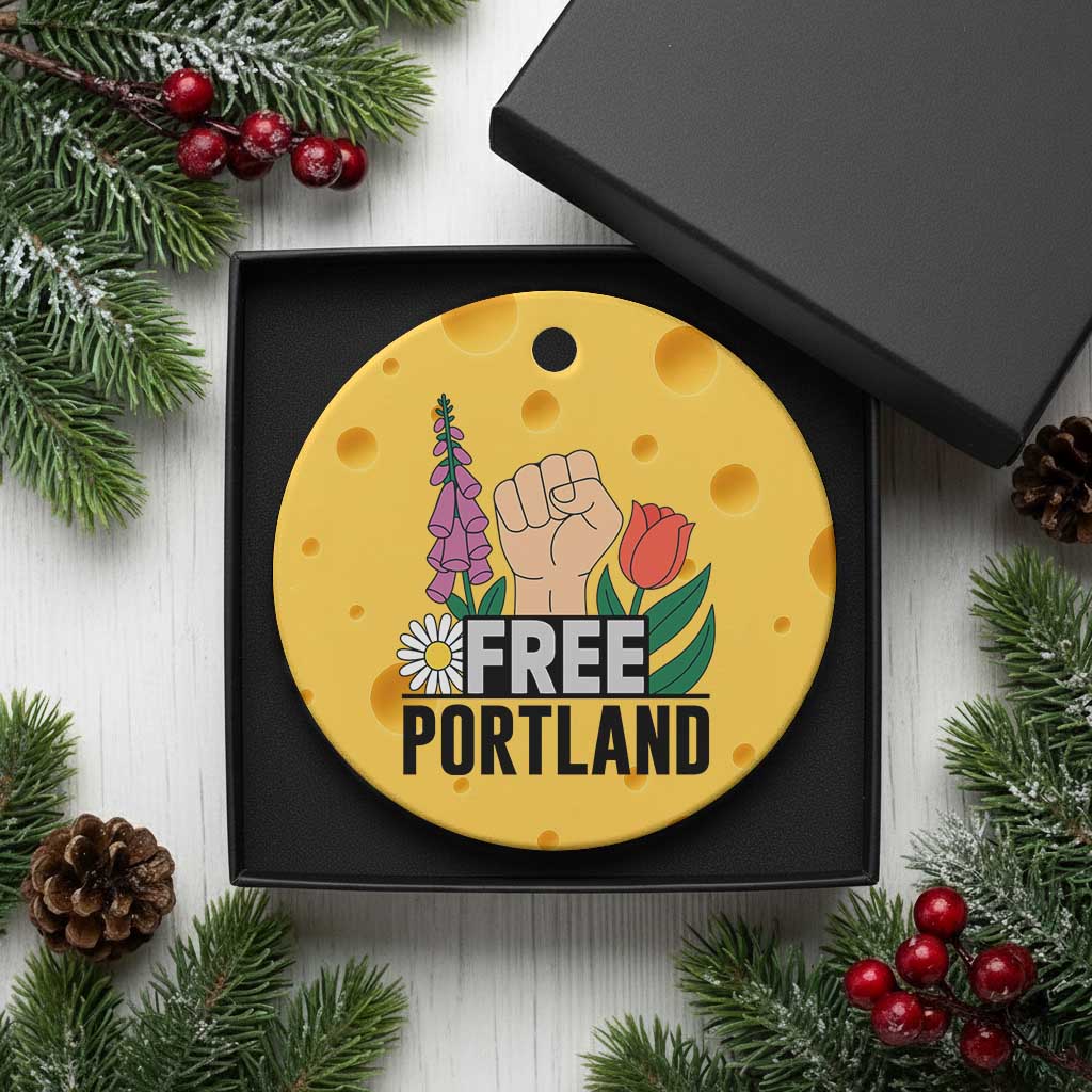 Free Portland Raised Fist Ceramic Ornament Patriotic Oregon Freedom Floral Justice TS02 1pc Yellow Cheese Print Your Wear