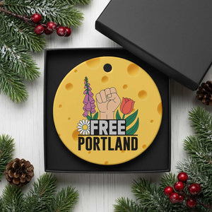 Free Portland Raised Fist Ceramic Ornament Patriotic Oregon Freedom Floral Justice TS02 1pc Yellow Cheese Print Your Wear