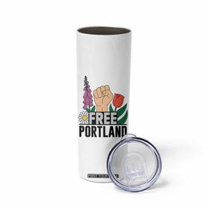 Free Portland Raised Fist Skinny Tumbler Patriotic Oregon Freedom Floral Justice TS02 Print Your Wear