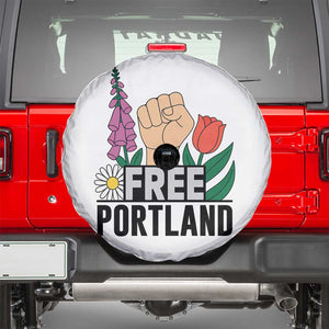 Free Portland Raised Fist Spare Tire Cover Patriotic Oregon Freedom Floral Justice TS02 White Print Your Wear