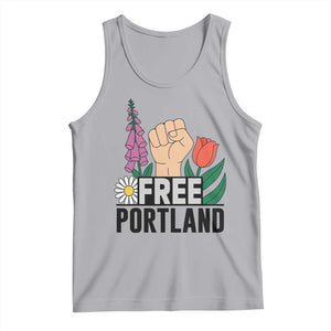 Free Portland Raised Fist Tank Top Patriotic Oregon Freedom Floral Justice TS02 Athletic Heather Print Your Wear