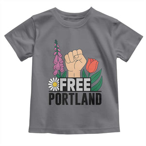 Free Portland Raised Fist Toddler T Shirt Patriotic Oregon Freedom Floral Justice TS02 Charcoal Print Your Wear