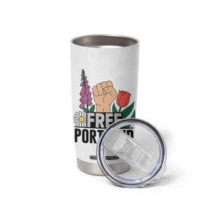 Free Portland Raised Fist Tumbler Cup Patriotic Oregon Freedom Floral Justice TS02 Print Your Wear