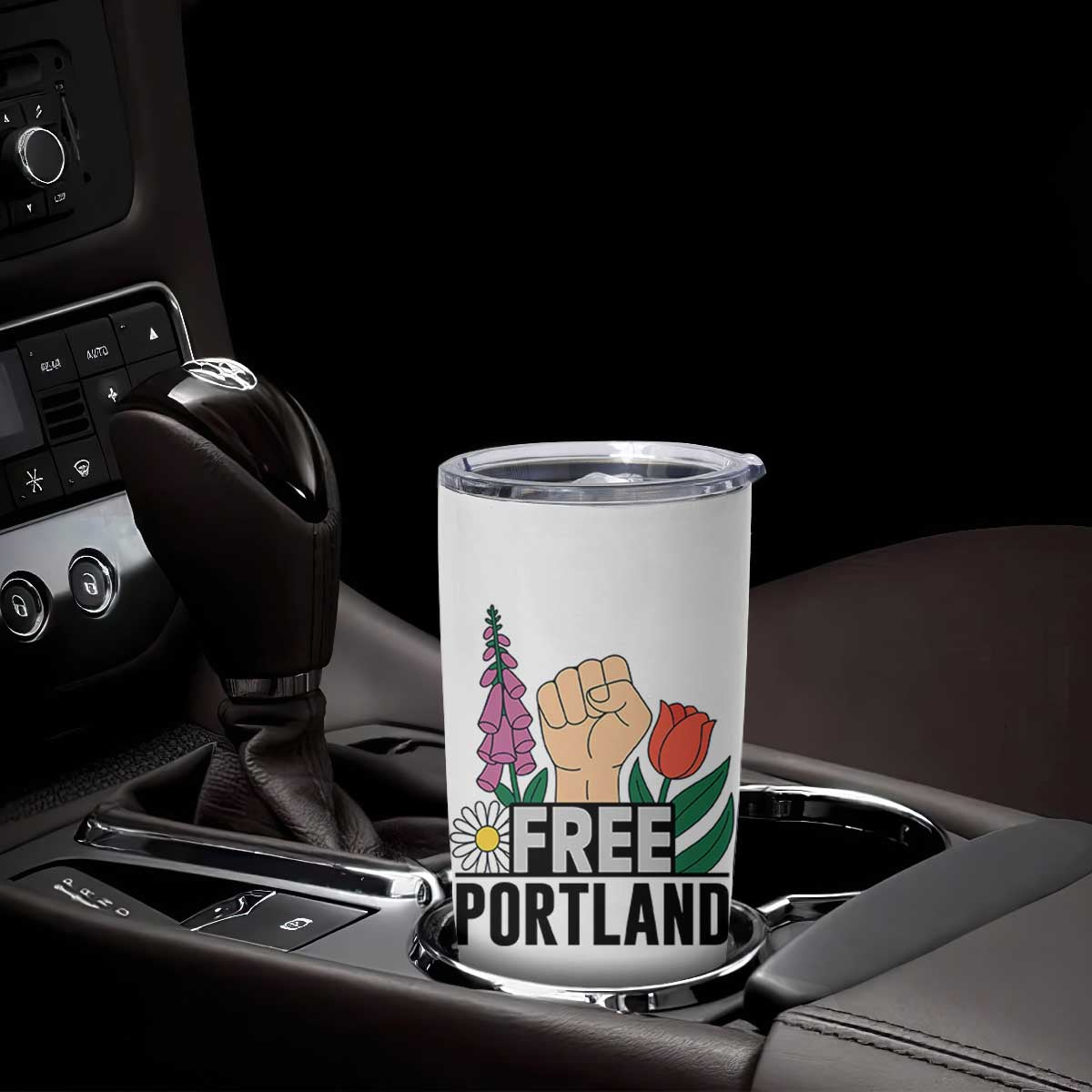 Free Portland Raised Fist Tumbler Cup Patriotic Oregon Freedom Floral Justice TS02 Print Your Wear