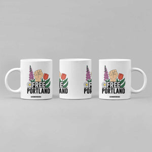 Free Portland Raised Fist Coffee Mug Patriotic Oregon Freedom Floral Justice TS02 Print Your Wear