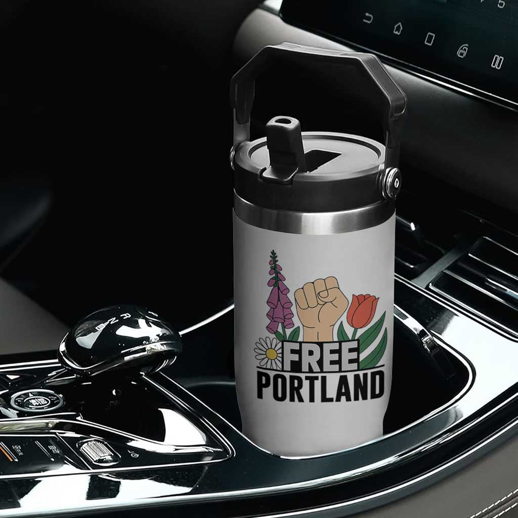Free Portland Raised Fist Flip Straw Tumbler Patriotic Oregon Freedom Floral Justice TS02 Print Your Wear