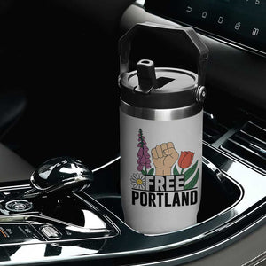 Free Portland Raised Fist Flip Straw Tumbler Patriotic Oregon Freedom Floral Justice TS02 Print Your Wear