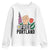 Free Portland Raised Fist Youth Sweatshirt Patriotic Oregon Freedom Floral Justice TS02 White Print Your Wear