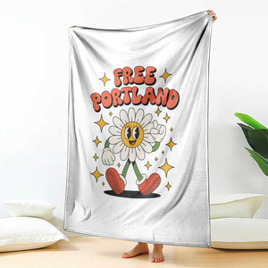 Retro Daisy Free Portland Throw Blanket Oregon Freedom Fighter Flower Groovy Graphic TS02 Print Your Wear
