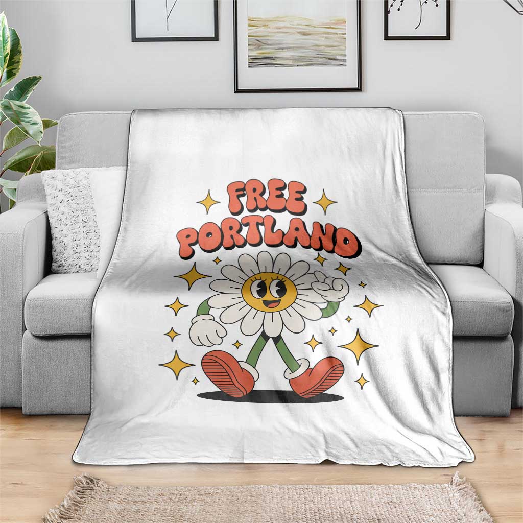 Retro Daisy Free Portland Throw Blanket Oregon Freedom Fighter Flower Groovy Graphic TS02 Print Your Wear