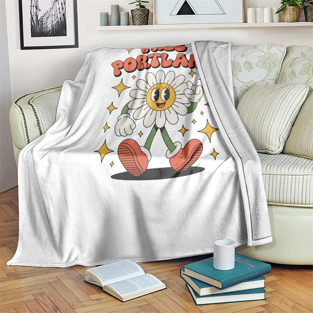 Retro Daisy Free Portland Throw Blanket Oregon Freedom Fighter Flower Groovy Graphic TS02 Print Your Wear