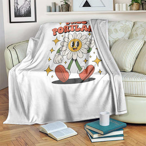 Retro Daisy Free Portland Throw Blanket Oregon Freedom Fighter Flower Groovy Graphic TS02 Print Your Wear