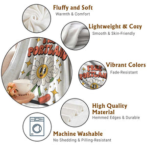 Retro Daisy Free Portland Throw Blanket Oregon Freedom Fighter Flower Groovy Graphic TS02 Print Your Wear