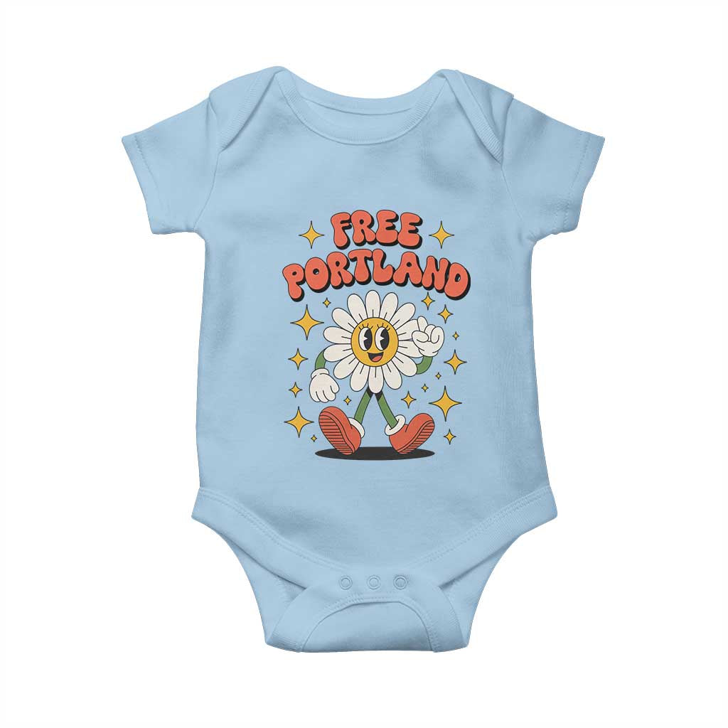 Retro Daisy Free Portland Baby Onesie Oregon Freedom Fighter Flower Groovy Graphic TS02 Light Blue Print Your Wear