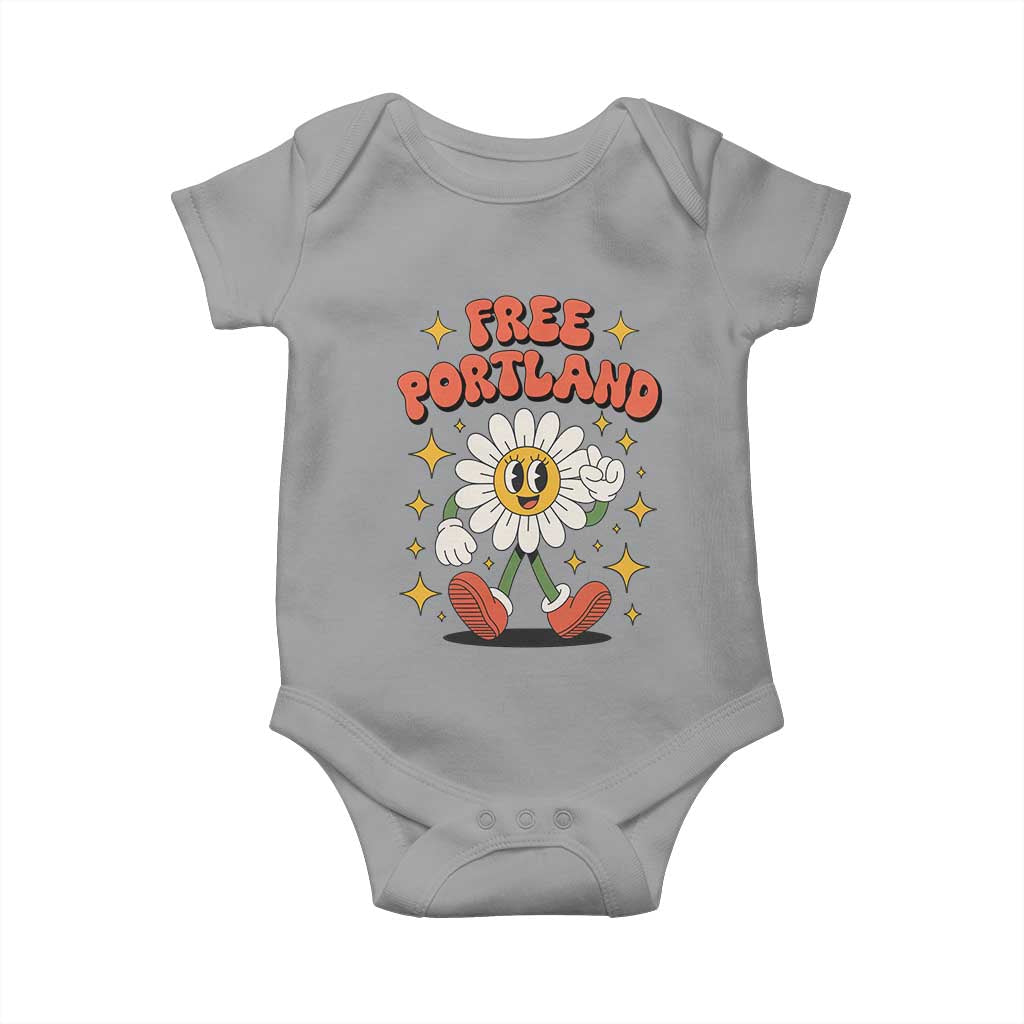 Retro Daisy Free Portland Baby Onesie Oregon Freedom Fighter Flower Groovy Graphic TS02 Sport Gray Print Your Wear