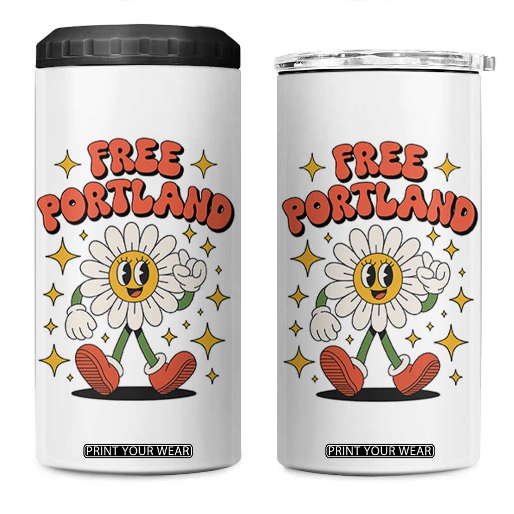 Retro Daisy Free Portland 4 in 1 Can Cooler Tumbler Oregon Freedom Fighter Flower Groovy Graphic TS02 One Size: 16 oz White Print Your Wear
