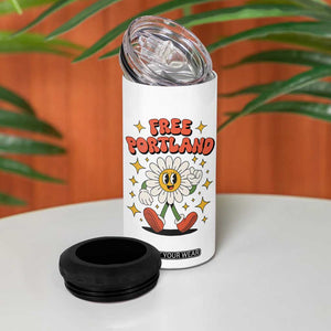 Retro Daisy Free Portland 4 in 1 Can Cooler Tumbler Oregon Freedom Fighter Flower Groovy Graphic TS02 Print Your Wear
