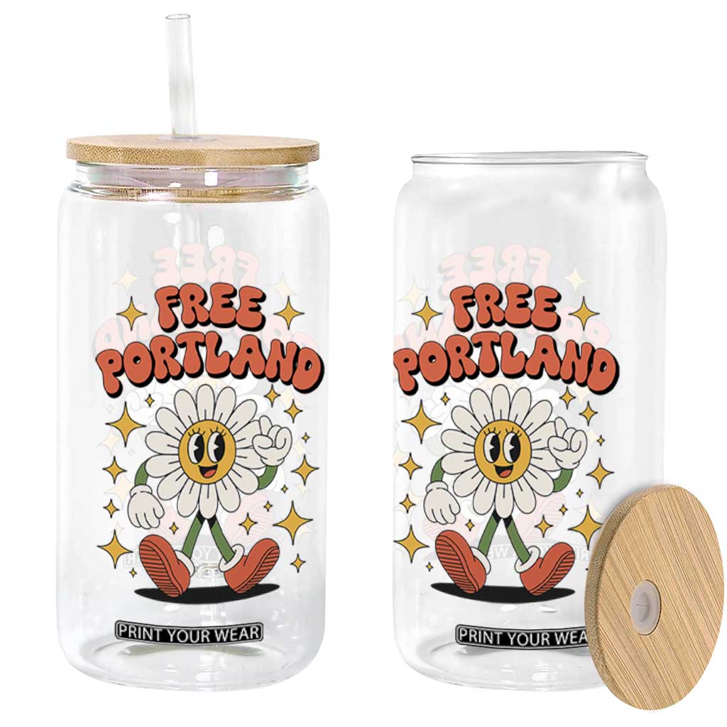 Retro Daisy Free Portland Glass Can Oregon Freedom Fighter Flower Groovy Graphic TS02 Print Your Wear