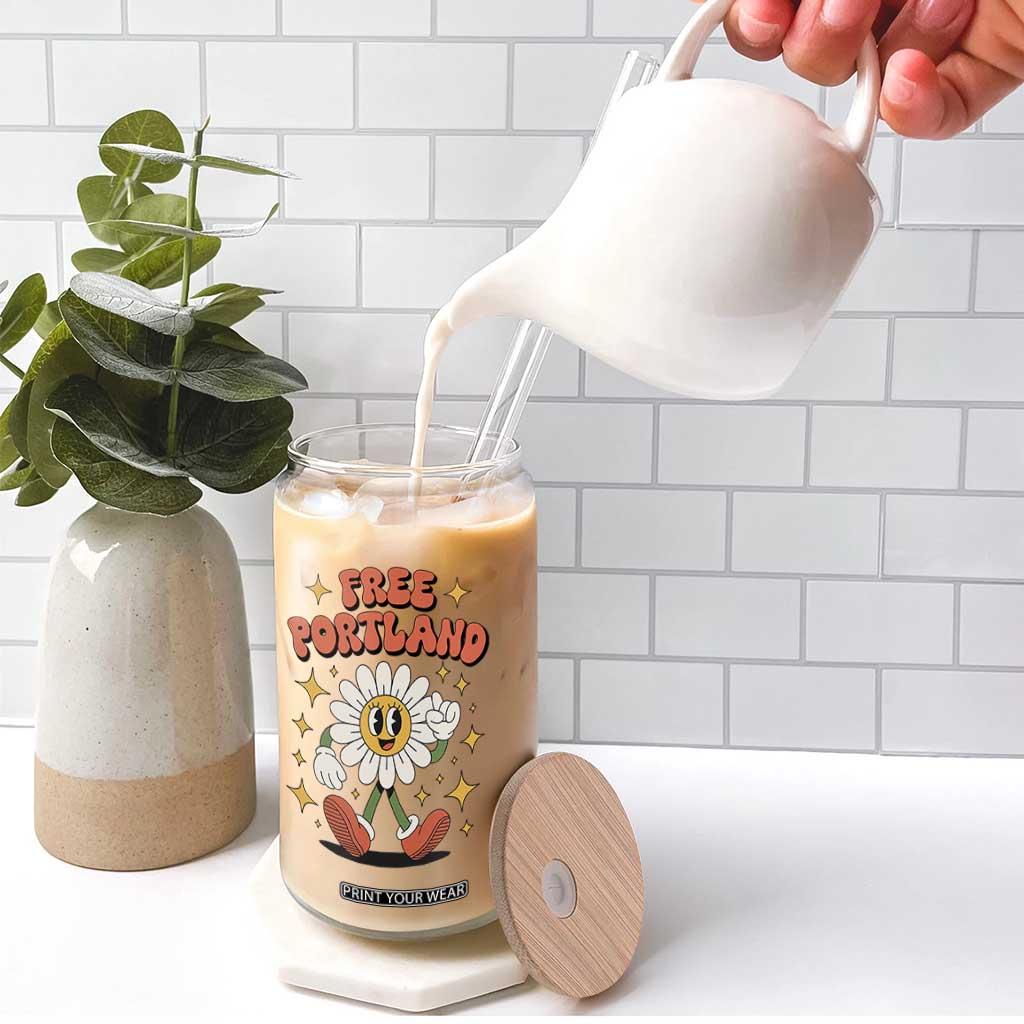 Retro Daisy Free Portland Glass Can Oregon Freedom Fighter Flower Groovy Graphic TS02 Print Your Wear