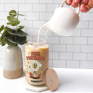 Retro Daisy Free Portland Glass Can Oregon Freedom Fighter Flower Groovy Graphic TS02 Print Your Wear