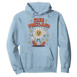 Retro Daisy Free Portland Hoodie Oregon Freedom Fighter Flower Groovy Graphic TS02 Light Blue Print Your Wear