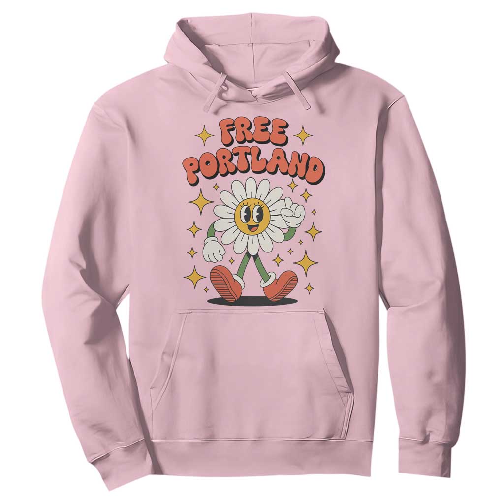 Retro Daisy Free Portland Hoodie Oregon Freedom Fighter Flower Groovy Graphic TS02 Light Pink Print Your Wear