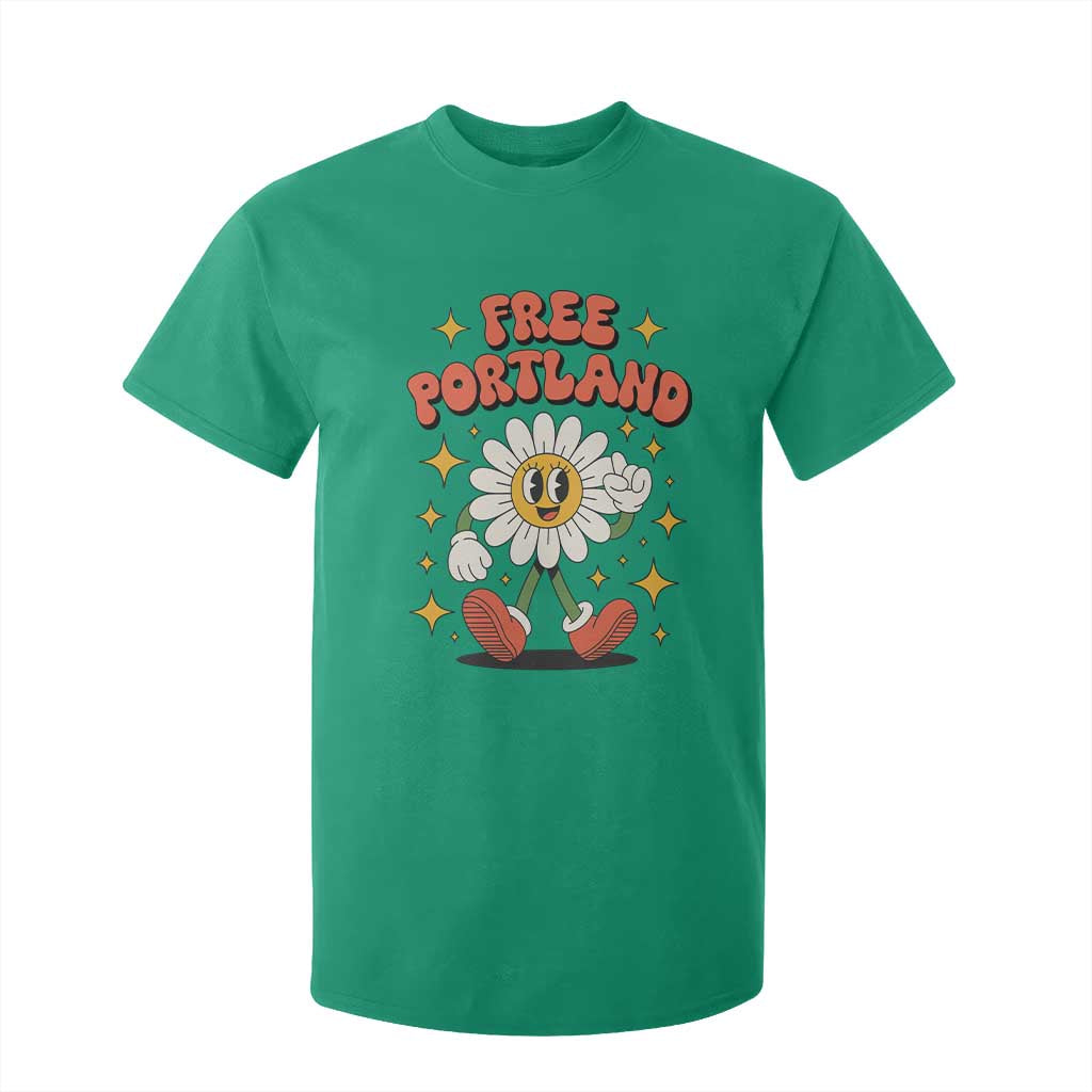 Retro Daisy Free Portland T Shirt For Kid Oregon Freedom Fighter Flower Groovy Graphic TS02 Irish Green Print Your Wear