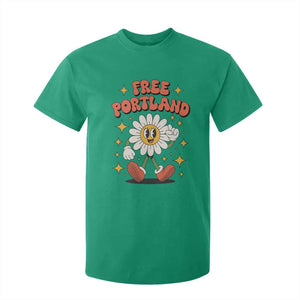 Retro Daisy Free Portland T Shirt For Kid Oregon Freedom Fighter Flower Groovy Graphic TS02 Irish Green Print Your Wear