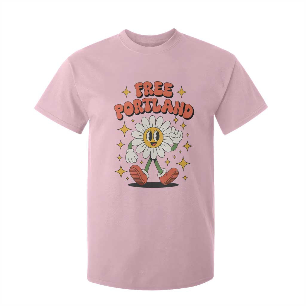 Retro Daisy Free Portland T Shirt For Kid Oregon Freedom Fighter Flower Groovy Graphic TS02 Light Pink Print Your Wear