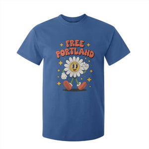 Retro Daisy Free Portland T Shirt For Kid Oregon Freedom Fighter Flower Groovy Graphic TS02 Royal Blue Print Your Wear