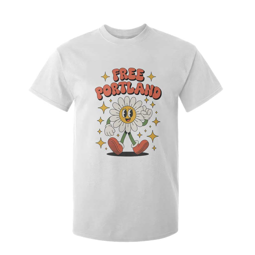 Retro Daisy Free Portland T Shirt For Kid Oregon Freedom Fighter Flower Groovy Graphic TS02 White Print Your Wear