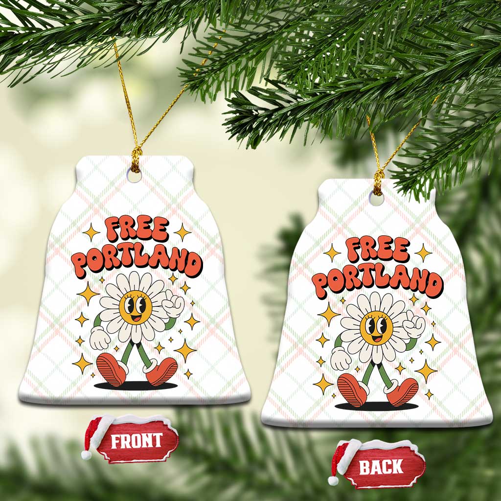 Retro Daisy Free Portland Ceramic Ornament Oregon Freedom Fighter Flower Groovy Graphic TS02 Print Your Wear